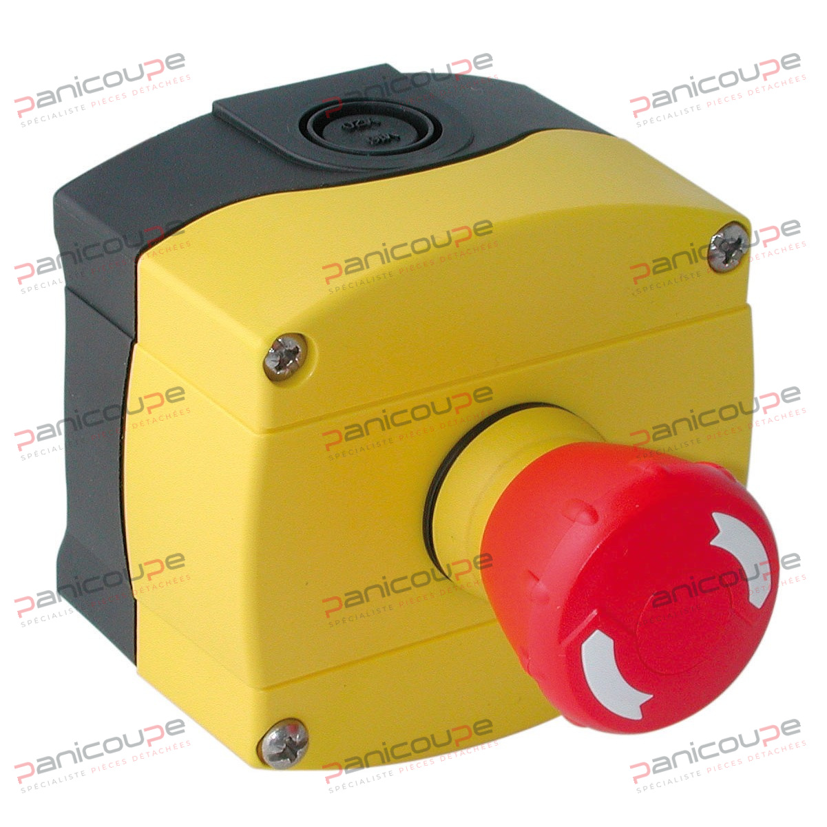 Bouton rouge ø 40 mm. Livré monté complet avec 1 contact NO et 1 NF COUP DE POING SOUS BOITIER DÉVERROUILLAGE PAR ROTATION photo du produit