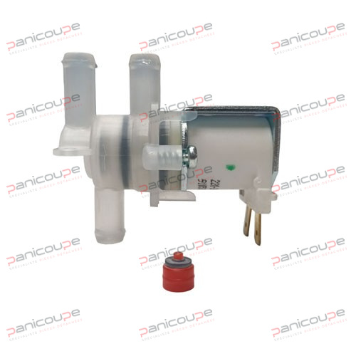 230V 50/60Hz - temp max 90°C<BR/>3 sorties Ø 10,5 mm<BR/>1 sortie avec réducteur de débit rouge 0,5 L/min ELECTROVANNE DE DERIVATION photo du produit