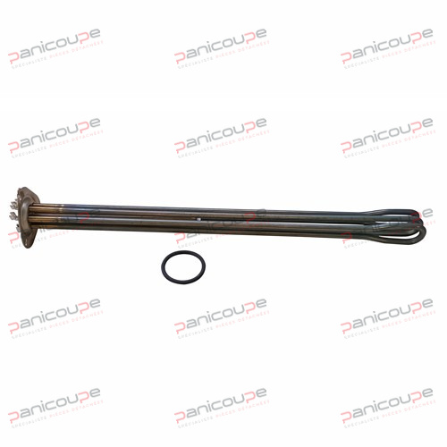 Longueur : 550 mm<BR/>Alimentation : 250V<BR/>Raccord Faston 6,3 mm<BR/><BR/>Bride Ø 50 mm RÉSISTANCE 9KW AVEC JOINT photo du produit