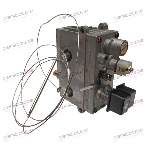 Entrée Ø 1/2 F - sortie Ø 3/8 F<BR/>Raccord thermocouple M9 x 1 avec capillaire longueur 1200 mm<BR/>Pres.max. d'entrée gaz 50 mbar<BR/>Temp. ambiante 0° à 60°C<BR/>Sans capot ni manette VALVE MINISIT FRIT 70/210°C photo du produit