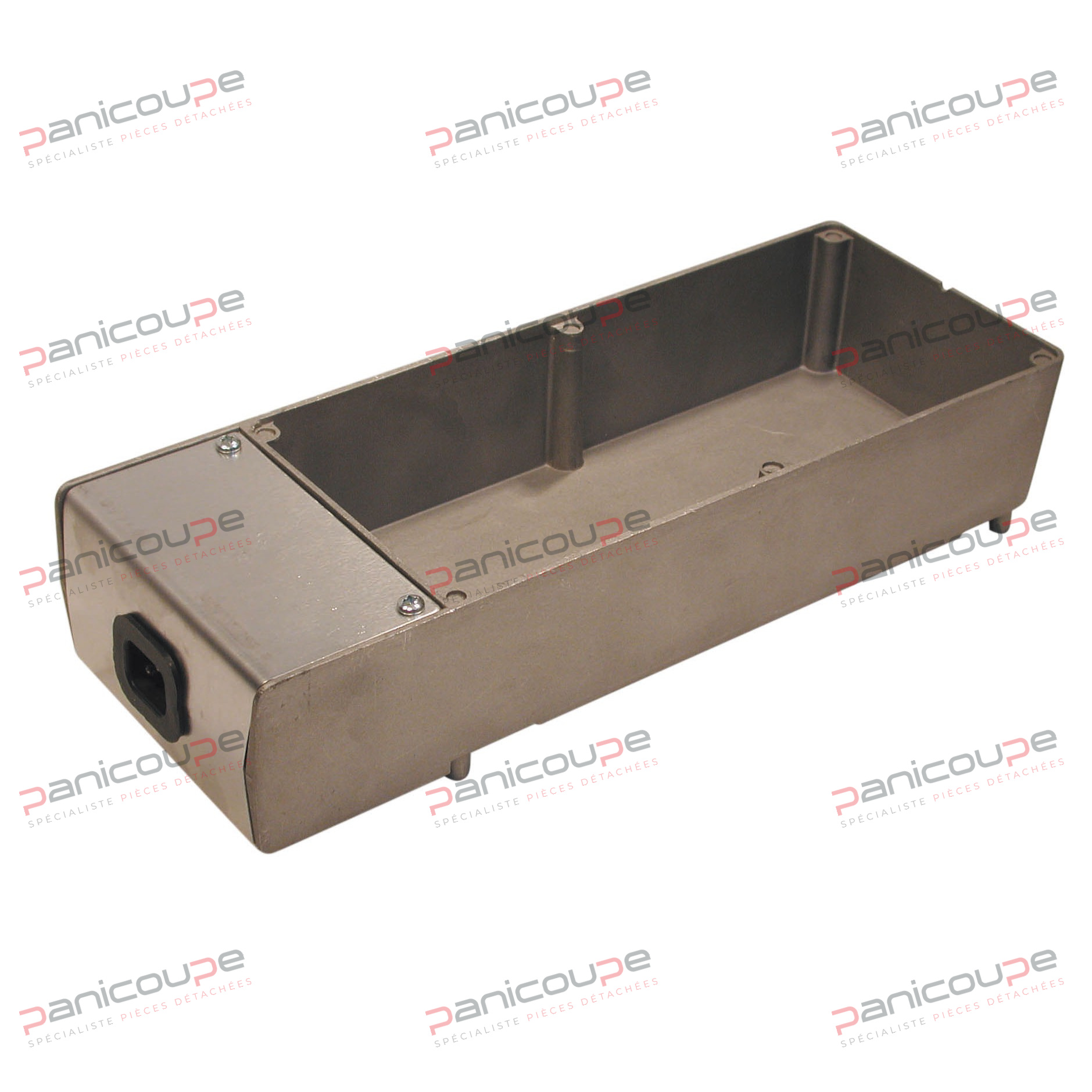 Puissance 300 W. Tension 230 V. Résistance souple silicone montée sous le bac. Construction en fonte d’aluminium. Capacité du bac : 1,5 L. Capacité d’évaporation : 0,15 L/h. Cordon d’alimentation avec prise moulée amovible. Dimensions : 320 x 120 x 70 mm. Appareil livré avec 4 pieds ressorts et cordon d’alimentation. Avec thermostat de sécurité. BAC POUR ÉVAPORATION DES CONDENSATS AVEC THERMOSTAT photo du produit