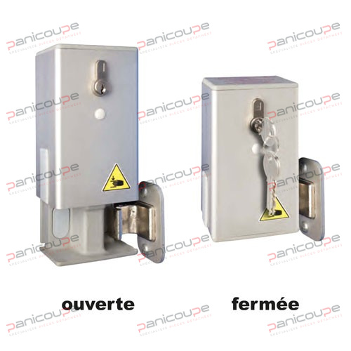 Pour portes coulissantes équipées de bourrelet de 35 mm<BR/>(SYSTEMES FERMATIC 2130, 2150, 2320, 2420, 3500, 7500, 8700)<BR/>Décondamnation intérieure par levier<BR/>Modèle HP (Haute Performance) SERRURE 57HP photo du produit