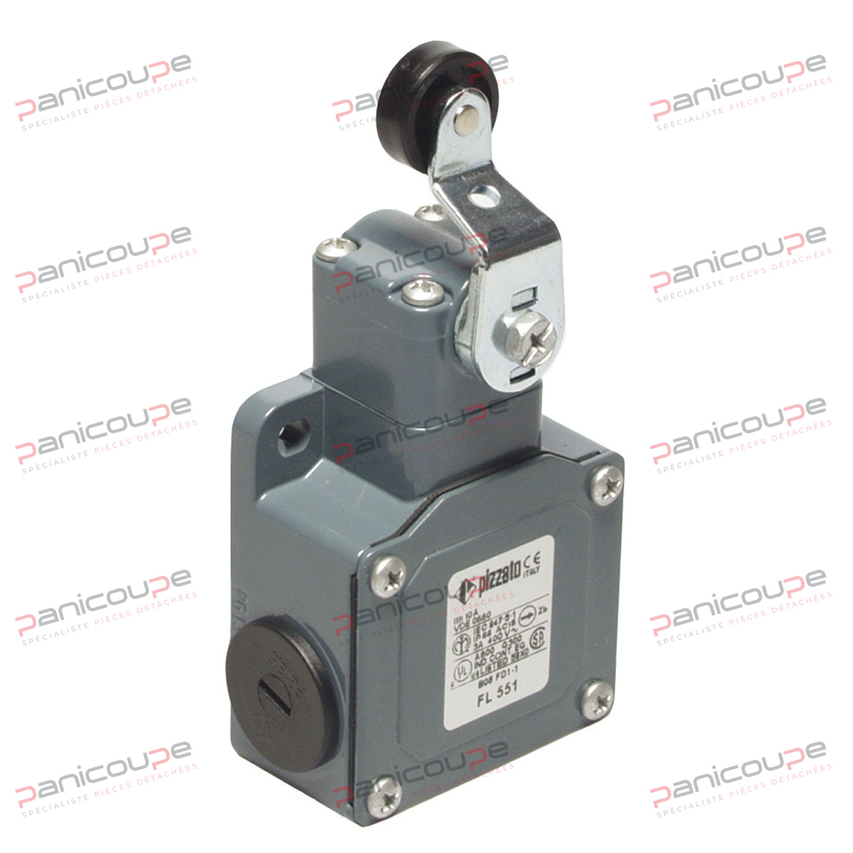 Boîtier et tête métalliques à 3 conduits (droite, gauche et dessous). Contacts : 1 N/O + 1 N/F (6 A/250 VAC) Protection IP67 Température utilisation -25 à +80 °C. Tête orientable dans les 4 directions. Dimensions boîtier 56 x 64 mm. Fixation : 2 trous en partie haute entraxe 40 mm. MODÈLE A LEVIER A GALET CENTRE photo du produit