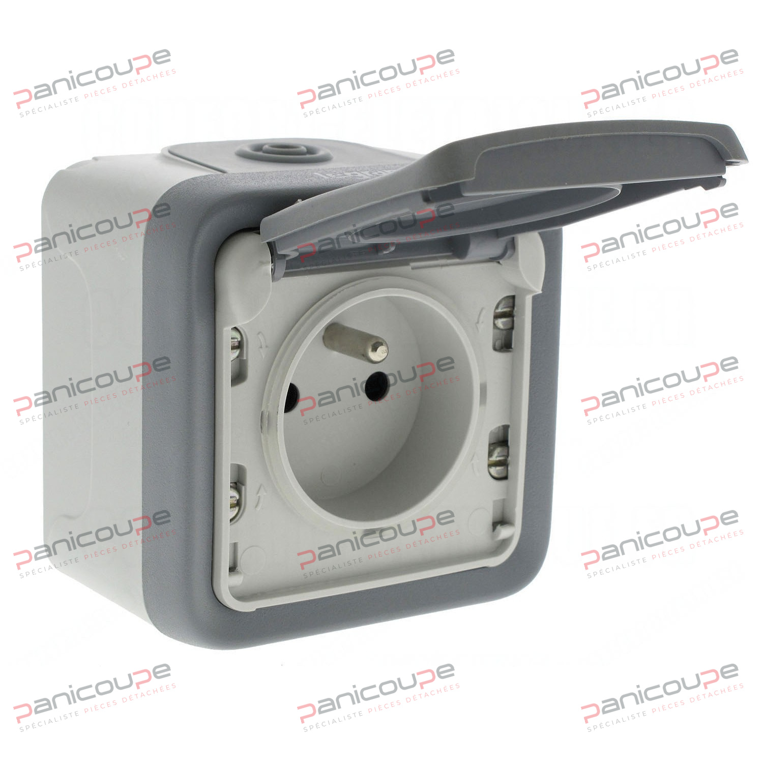 Complet IP55 en saillie. gris PRISE 2P + T AVEC ECLIPS DE PROTECTION 16A PLEXO photo du produit