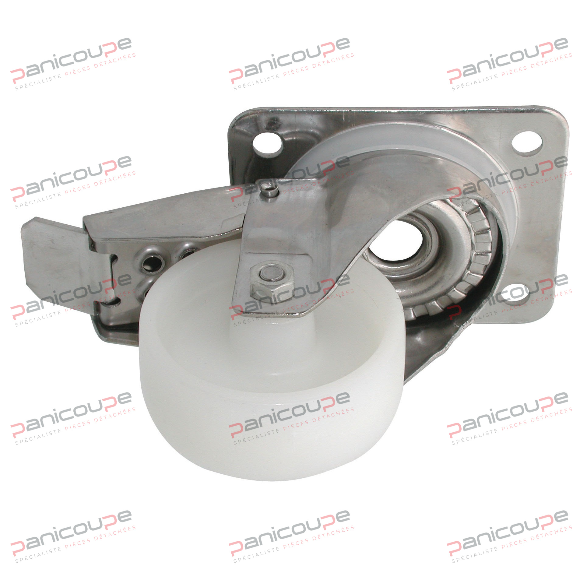 ROULETTE POLYPROPYLENE PIVOTANTE FREIN CHAPE INOX photo du produit