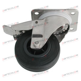 ROULETTE CAOUTCHOUC PIVOTANTE FREIN CHAPE INOX photo du produit